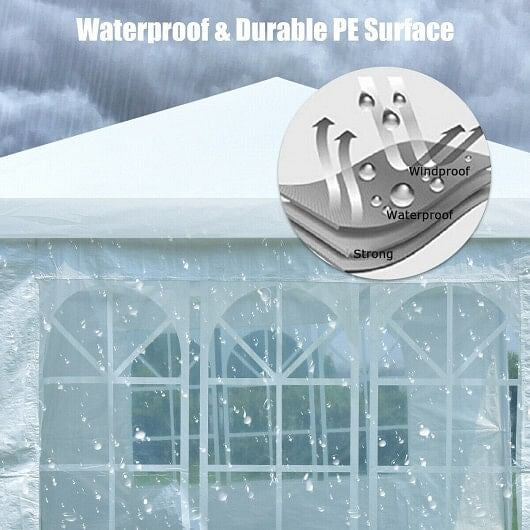 10 x 20 Feet 6 Sidewalls Canopy Tent with Carry Bag-White-2