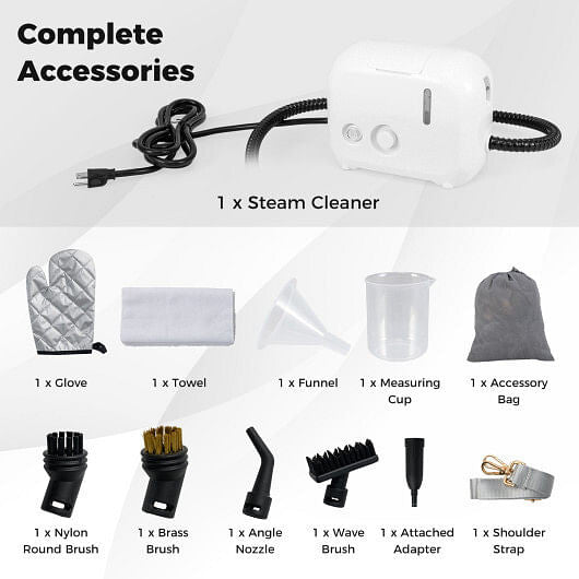1500W Portable Steam Cleaner with 34 oz Water Tank-White-3